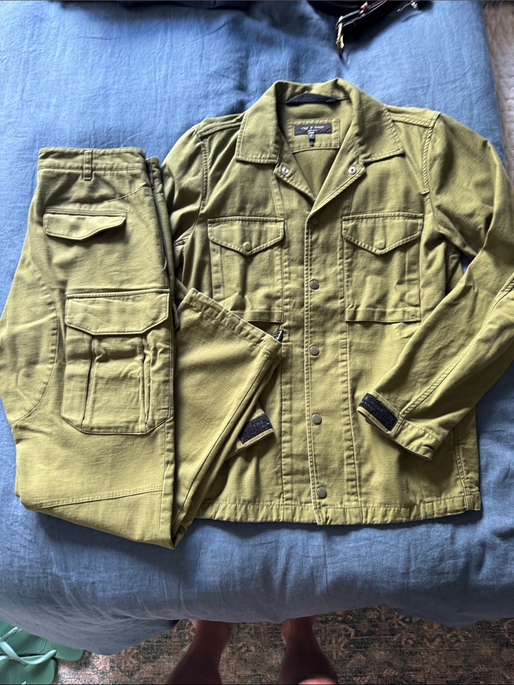 Rag & Bone Olive Green Men's Field Jacket and Cargo Pants (32)